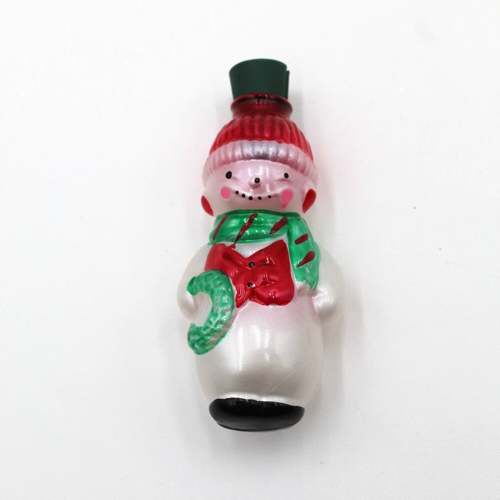 Vintage Christmas Holiday Avon Glass Light Cover 3.5" Snowman Gift Collection